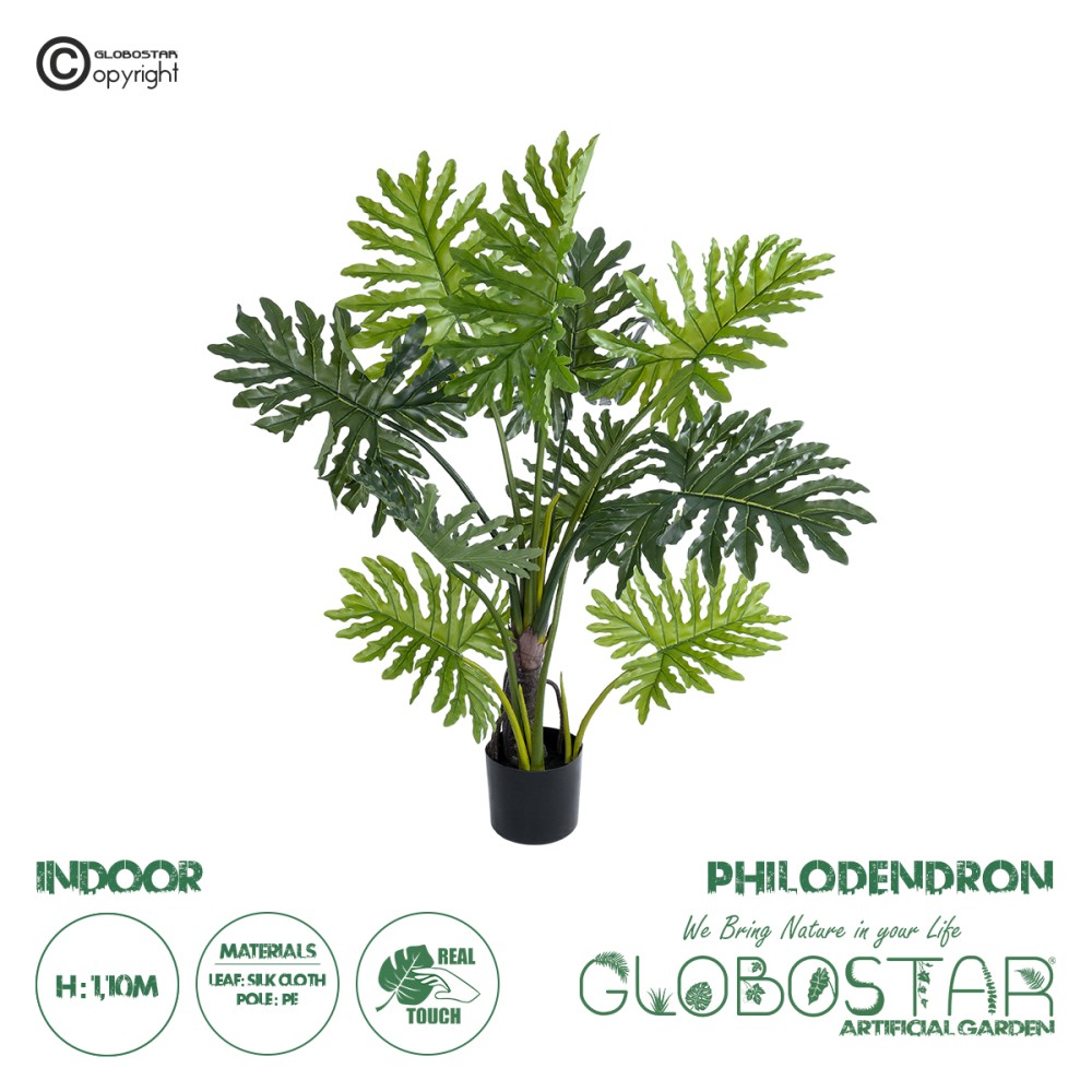 GloboStar® Artificial Garden PHILODENDRON 20686 Τεχνητό Διακοσμητικό Φυτό Φυλλόδενδρο Υ110cm