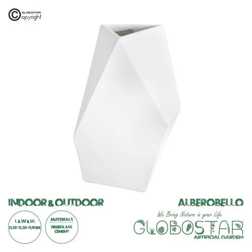 GloboStar® Artificial Garden ALBEROBELLO 20738 Επιδαπέδιο Πολυεστερικό Τσιμεντένιο Κασπώ Γλάστρα - Flower Pot Λευκό Μ58 x Π30 x Υ90cm