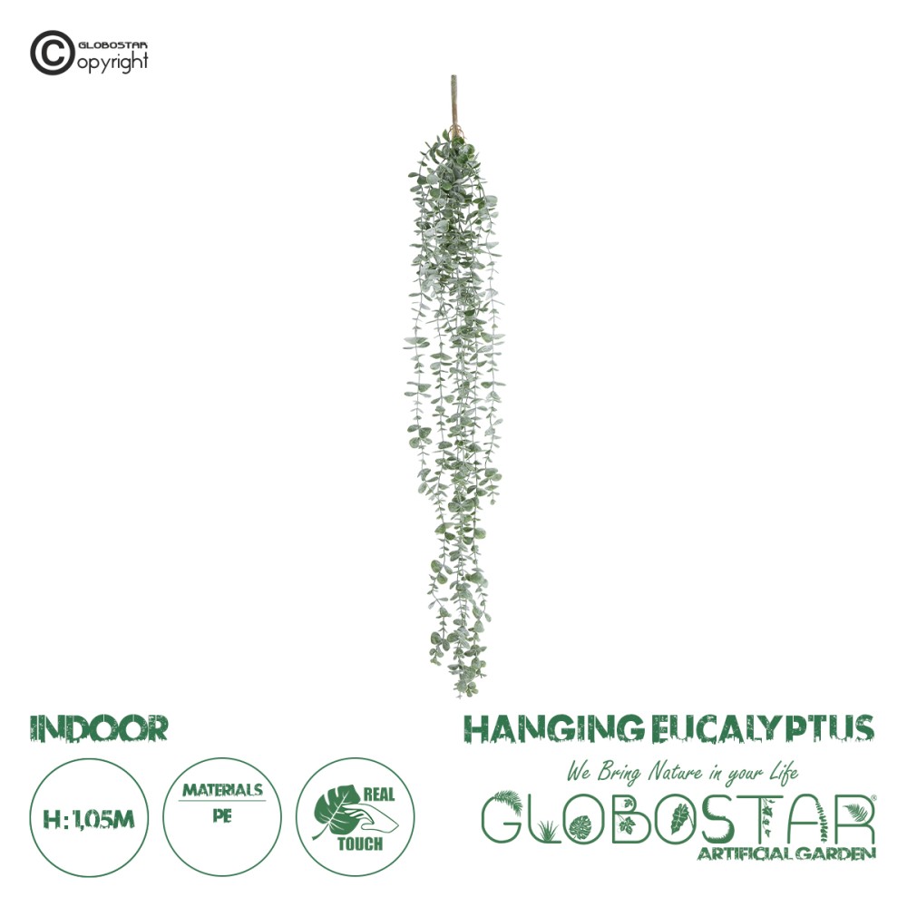 GloboStar® Artificial Garden HANGING EUCALYPTUS 20807 Τεχνητό Διακοσμητικό Κρεμαστό Φυτό Ευκάλυπτος Μ16 x Π9 x Υ105cm
