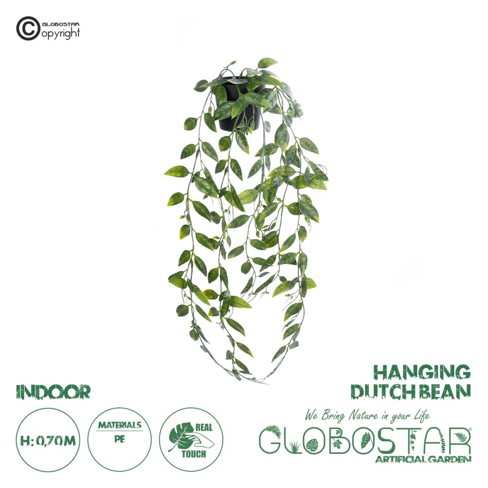 GloboStar® Artificial Garden HANGING DUTCH BEAN 20883 - Τεχνητό Κρεμαστό Διακοσμητικό Φυτό Ολλανδικό Φασόλι Φ28 x Y70cm