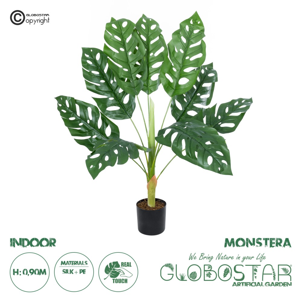 GloboStar® Artificial Garden MONSTERA PLANT 20937 - Διακοσμητικό Φυτό Μονστέρα Φ90 x Υ90cm