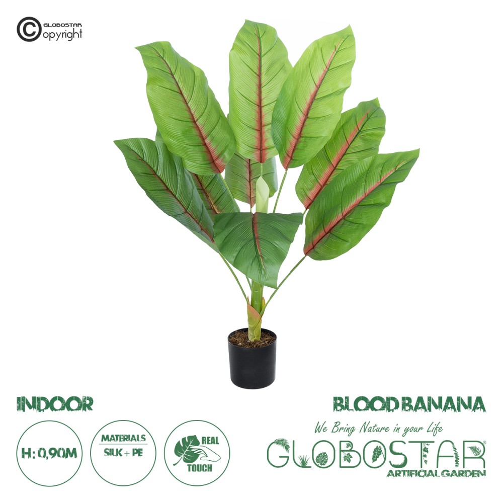 GloboStar® Artificial Garden BLOOD BANANA PLANT 20944 - Διακοσμητικό Φυτό Αιματόφυλλη Μπανανιά Φ70 x Υ90cm