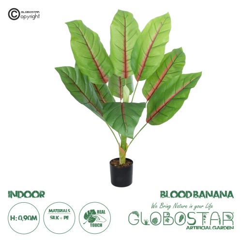 GloboStar® Artificial Garden BLOOD BANANA PLANT 20944 - Διακοσμητικό Φυτό Αιματόφυλλη Μπανανιά Φ70 x Υ90cm