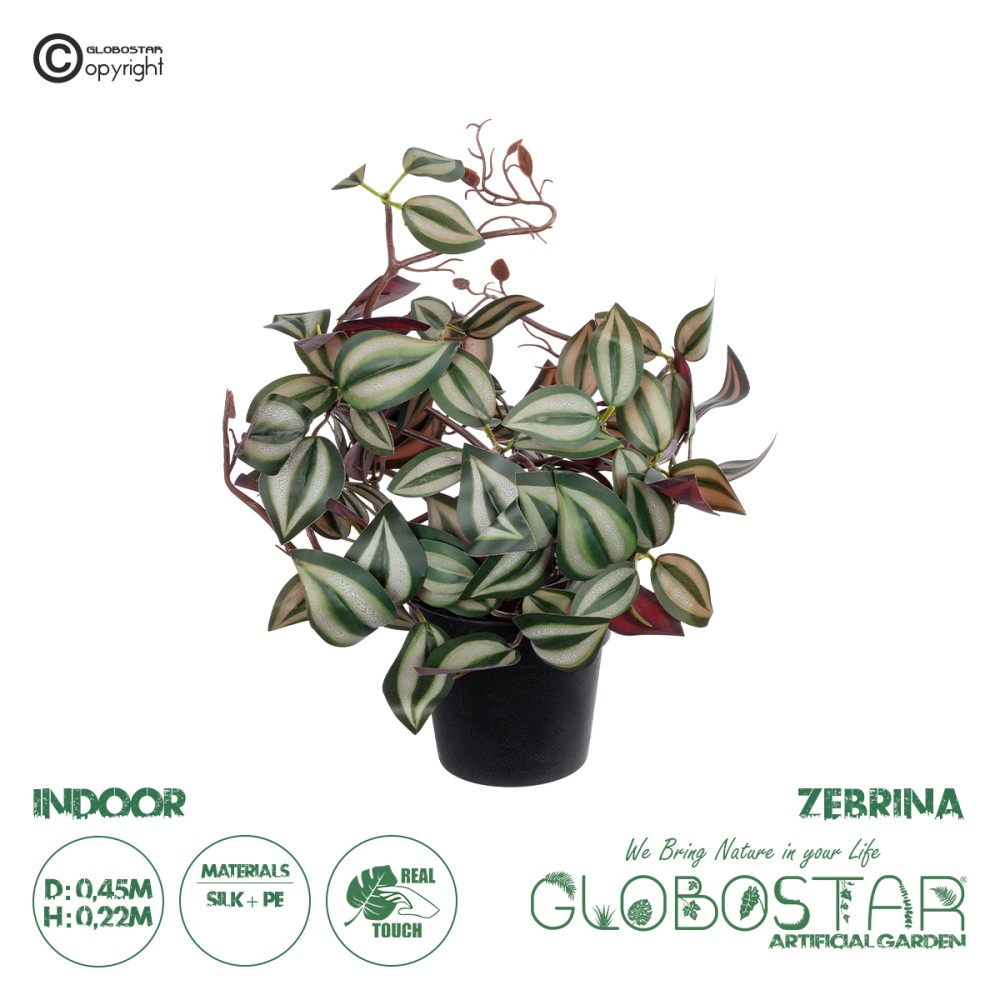 GloboStar® Artificial Garden ZEBRINA PLANT 20961 Διακοσμητικό Φυτό Ζεμπρίνα Φ45 x Υ22cm