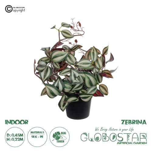 GloboStar® Artificial Garden ZEBRINA PLANT 20961 Διακοσμητικό Φυτό Ζεμπρίνα Φ45 x Υ22cm