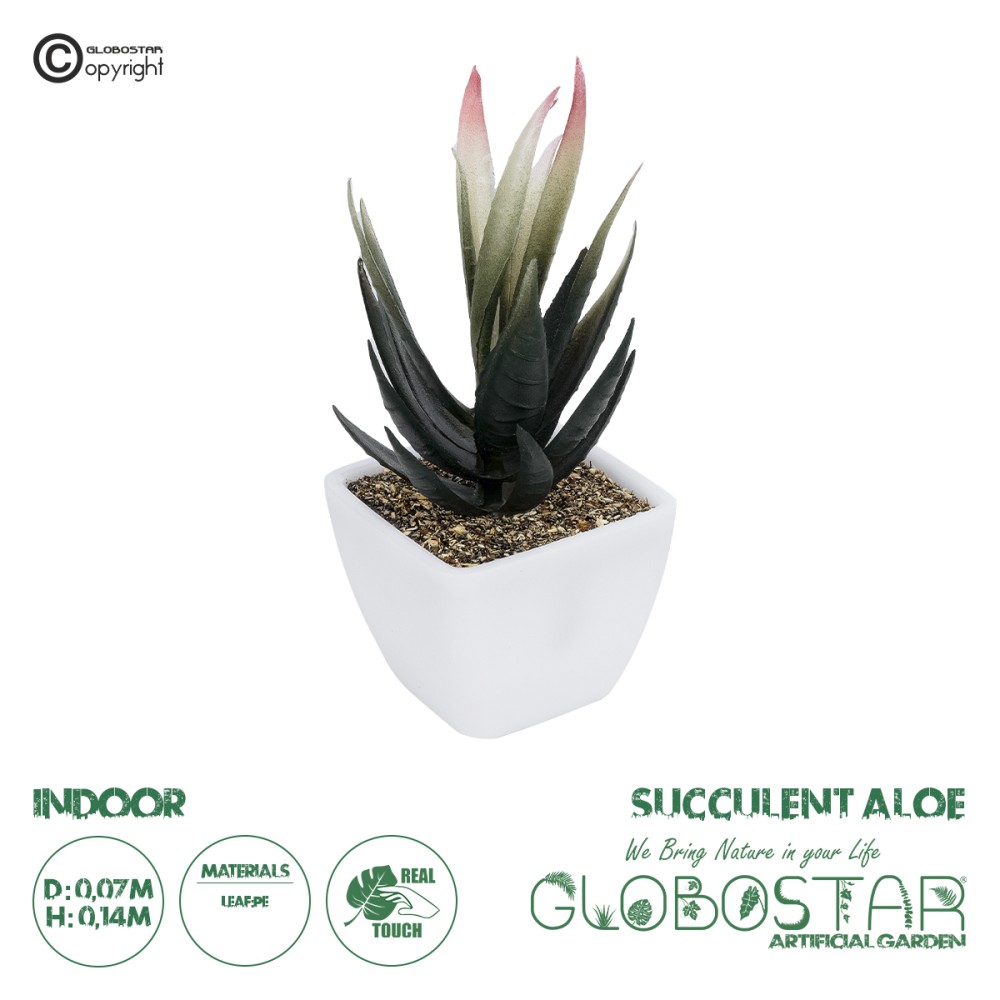 GloboStar® Artificial Garden SUCCULENT ALOE POTTED PLANT 20974 Διακοσμητικό Φυτό Αλόης Φ7 x Υ14cm