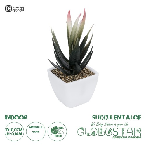 GloboStar® Artificial Garden SUCCULENT ALOE POTTED PLANT 20974 Διακοσμητικό Φυτό Αλόης Φ7 x Υ14cm