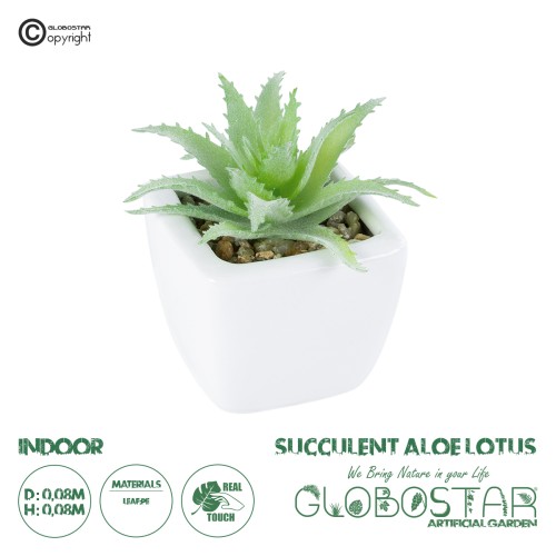 GloboStar® Artificial Garden SUCCULENT ALOE LOTUS PLANT 20976 Διακοσμητικό Φυτό Παχύφυτο Λωτός Αλόης Φ8 x Υ8cm