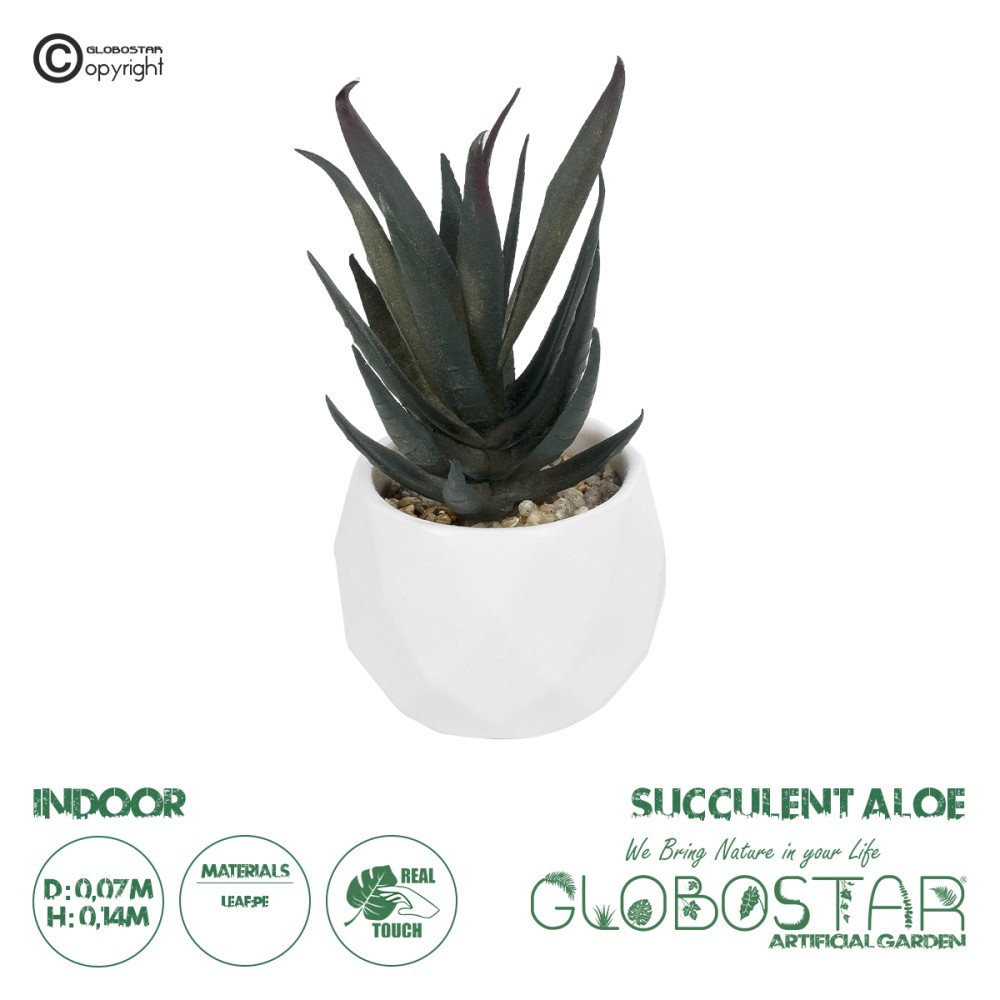 GloboStar® Artificial Garden SUCCULENT ALOE POTTED PLANT 20978 Διακοσμητικό Φυτό Αλόης Φ7 x Υ14cm