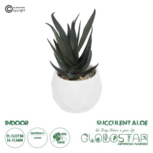 GloboStar® Artificial Garden SUCCULENT ALOE POTTED PLANT 20978 Διακοσμητικό Φυτό Αλόης Φ7 x Υ14cm