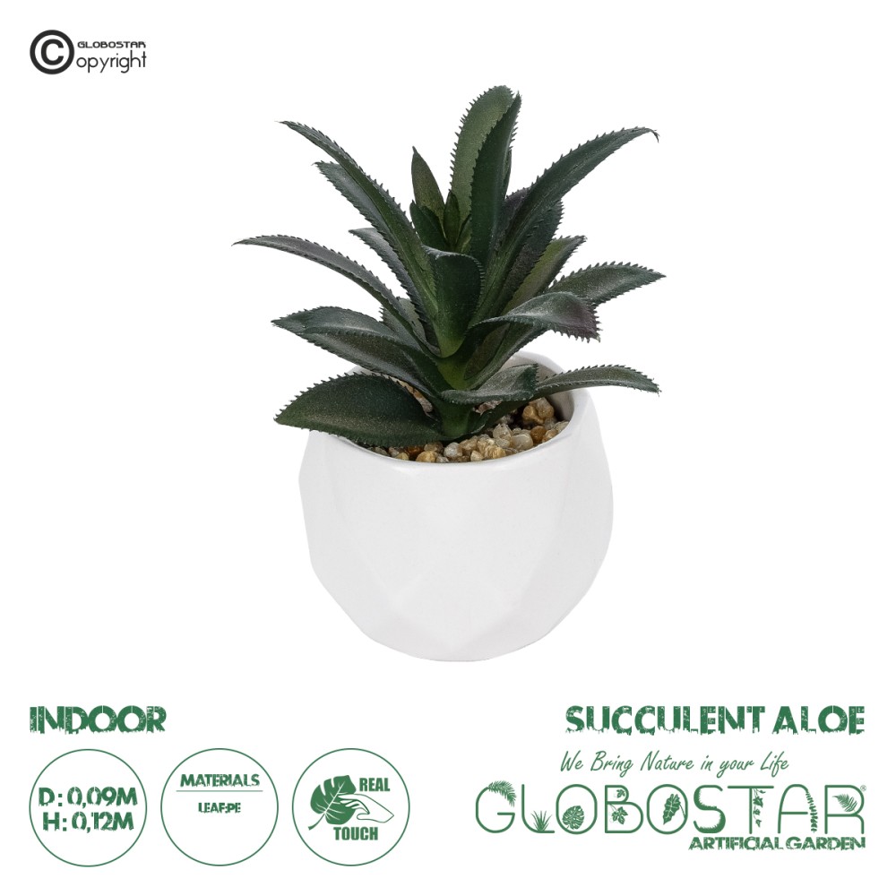 GloboStar® Artificial Garden SUCCULENT ALOE POTTED PLANT 20983 Διακοσμητικό Φυτό Αλόης Φ9 x Υ12cm