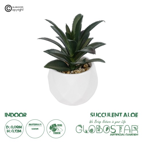 GloboStar® Artificial Garden SUCCULENT ALOE POTTED PLANT 20983 Διακοσμητικό Φυτό Αλόης Φ9 x Υ12cm