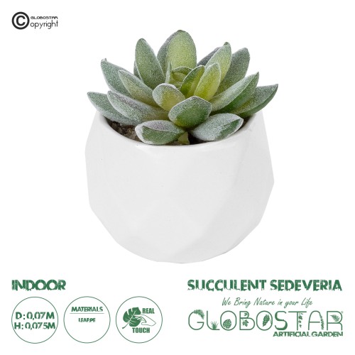 GloboStar® Artificial Garden SUCCULENT SEDEVERIA POTTED PLANT 20987 Διακοσμητικό Φυτό Σεδεβέρια Φ7 x Υ7,5cm