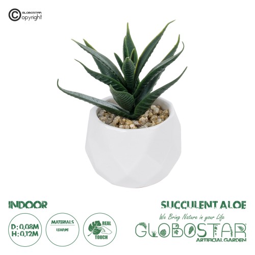GloboStar® Artificial Garden SUCCULENT ALOE POTTED PLANT 20992 Διακοσμητικό Φυτό Αλόη Φ8 x Υ12cm