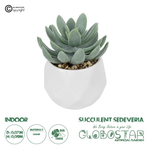 GloboStar® Artificial Garden SUCCULENT SEDEVERIA POTTED PLANT 20998 Διακοσμητικό Φυτό Σεδεβέρια  Φ7 x Υ9cm