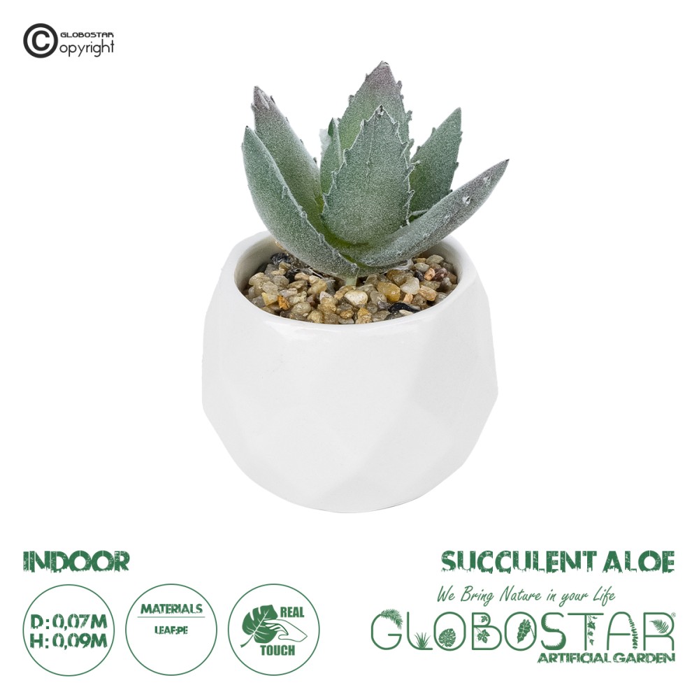 GloboStar® Artificial Garden SUCCULENT ALOE POTTED PLANT 20999 Διακοσμητικό Φυτό Αλόη  Φ7 x Υ9cm