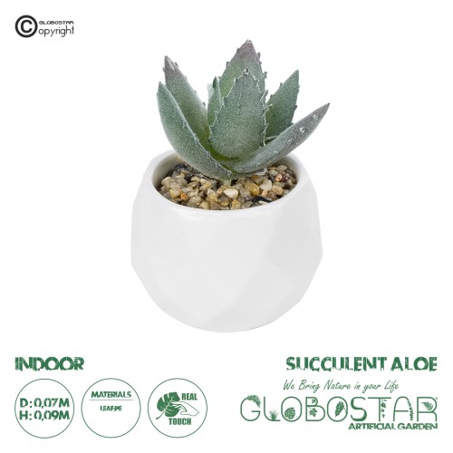 GloboStar® Artificial Garden SUCCULENT ALOE POTTED PLANT 20999 Διακοσμητικό Φυτό Αλόη  Φ7 x Υ9cm