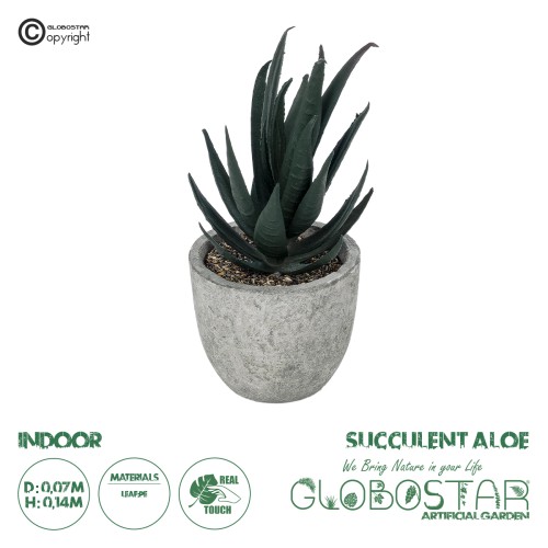 GloboStar® Artificial Garden SUCCULENT ALOE POTTED PLANT 21007 Διακοσμητικό Φυτό Αλόη  Φ7 x Υ14cm