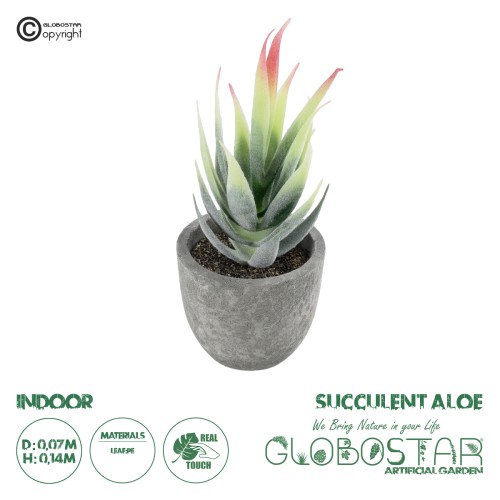 GloboStar® Artificial Garden SUCCULENT ALOE 21009 Διακοσμητικό Φυτό Παχύφυτο Αλόη Υ14cm