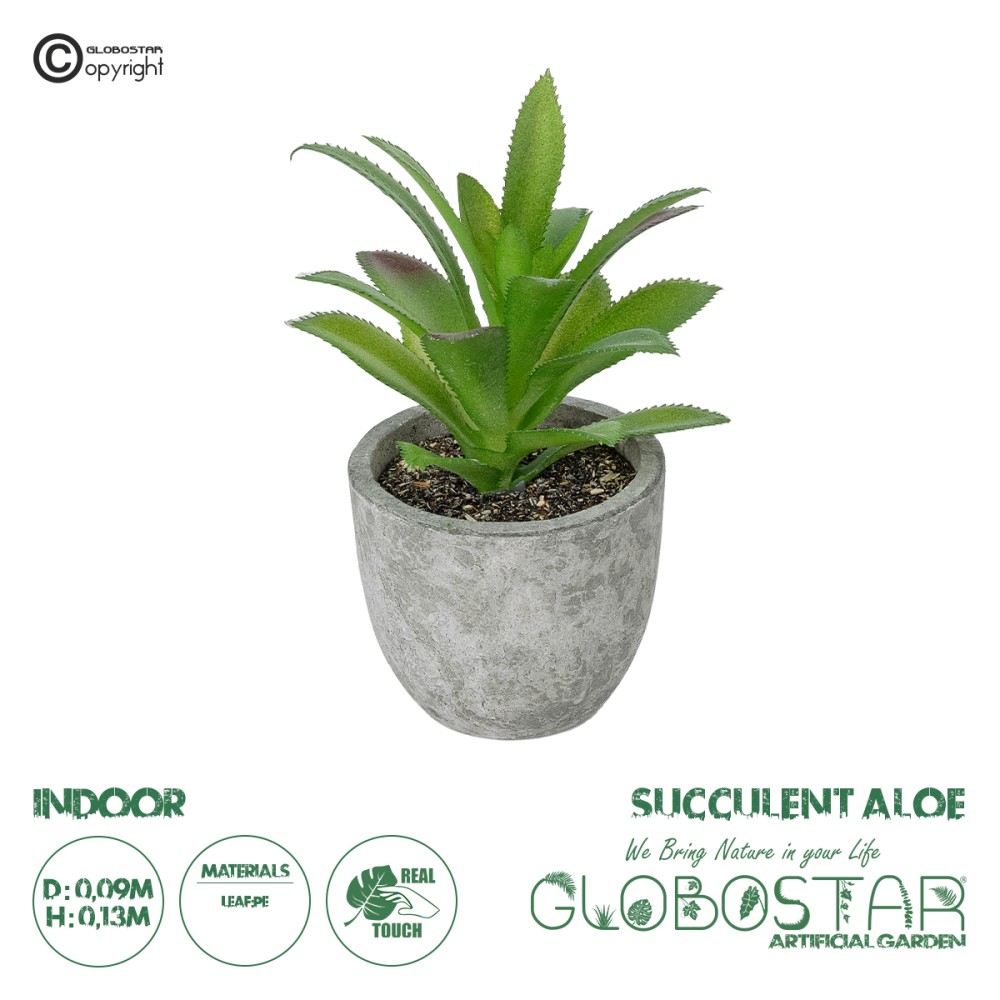 GloboStar® Artificial Garden SUCCULENT ALOE POTTED PLANT 21012 Διακοσμητικό Φυτό Αλόη  Φ9 x Υ13cm