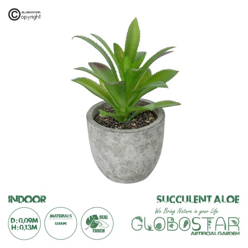 GloboStar® Artificial Garden SUCCULENT ALOE POTTED PLANT 21012 Διακοσμητικό Φυτό Αλόη  Φ9 x Υ13cm