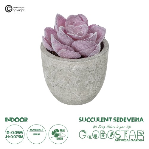 GloboStar® Artificial Garden SUCCULENT SEDEVERIA POTTED PLANT 21028 Διακοσμητικό Φυτό Σεδεβέρια  Φ5x Υ11cm