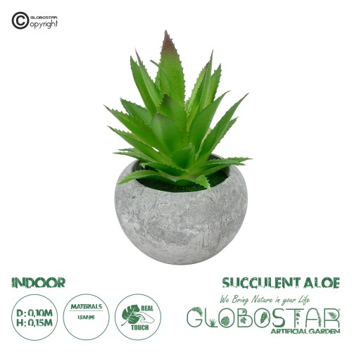 GloboStar® Artificial Garden SUCCULENT ALOE POTTED PLANT 21037 Διακοσμητικό Φυτό Αλόη Φ10 x Υ15cm