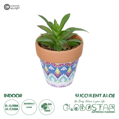 GloboStar® Artificial Garden SUCCULENT ALOE POTTED PLANT 21040 Διακοσμητικό Φυτό Αλόη Φ9 x Υ14cm