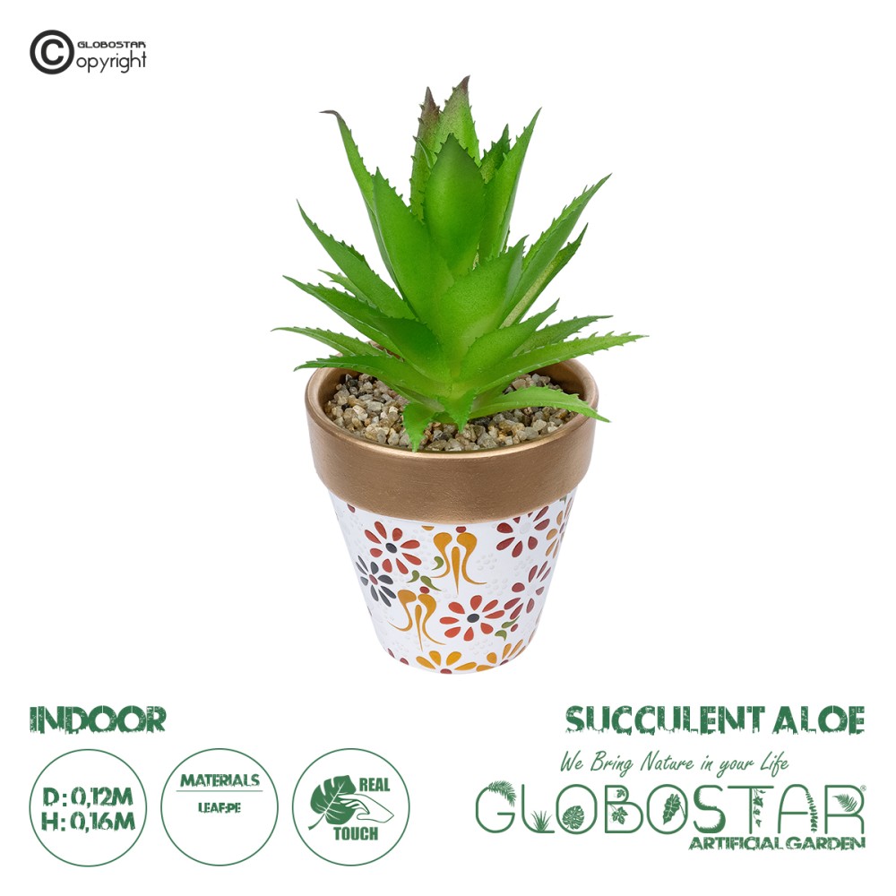 GloboStar® Artificial Garden SUCCULENT ALOE POTTED PLANT 21044 Διακοσμητικό Φυτό Αλόη Φ12 x Υ16cm