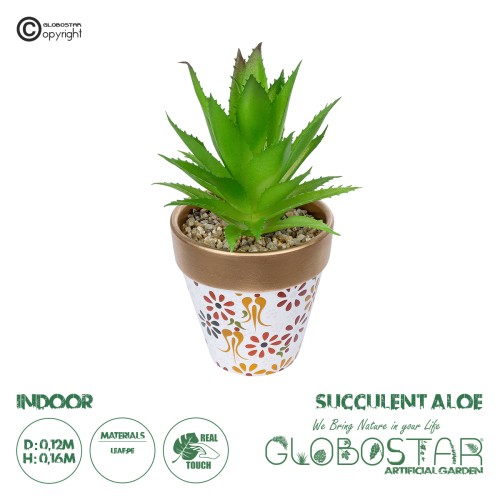 GloboStar® Artificial Garden SUCCULENT ALOE POTTED PLANT 21044 Διακοσμητικό Φυτό Αλόη Φ12 x Υ16cm