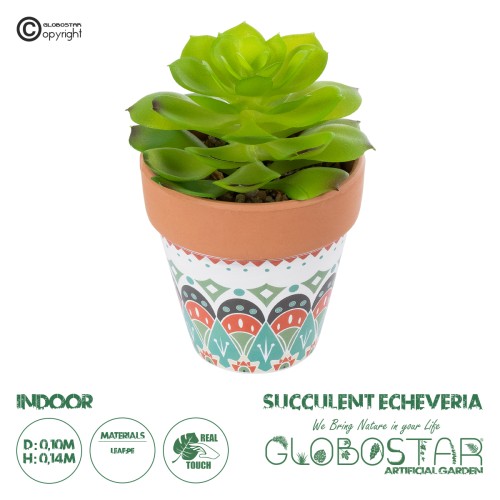 GloboStar® Artificial Garden SUCCULENT ECHEVERIA 21049 Διακοσμητικό Φυτό Παχύφυτο Εχεβέρια Υ14cm