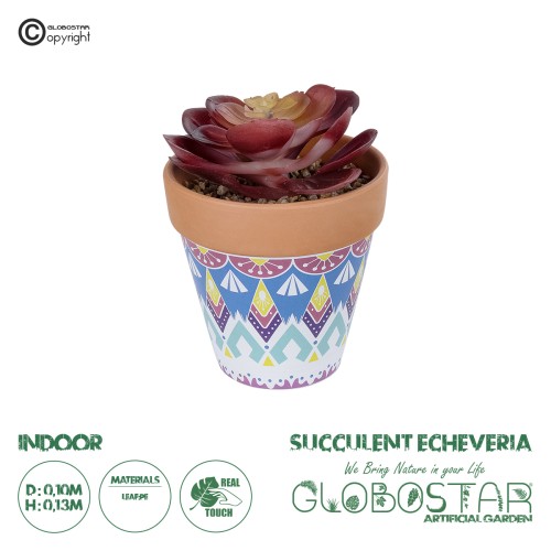 GloboStar® Artificial Garden SUCCULENT ECHEVERIA POTTED PLANT 21050 Διακοσμητικό Φυτό Εχεβέρια Φ10 x Υ13cm