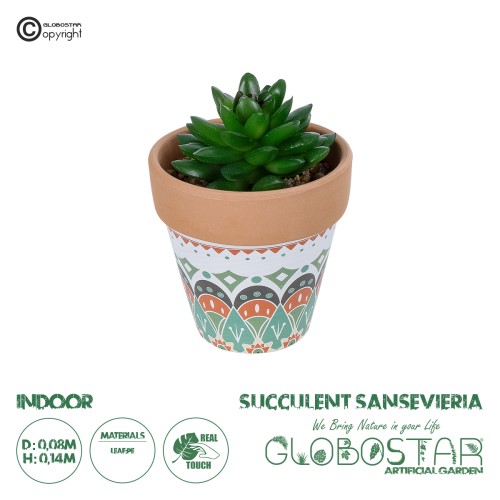 GloboStar® Artificial Garden SUCCULENT SANSEVIERIA POTTED PLANT 21051 Διακοσμητικό Φυτό Σανσεβιέρια  Φ8x Υ14cm