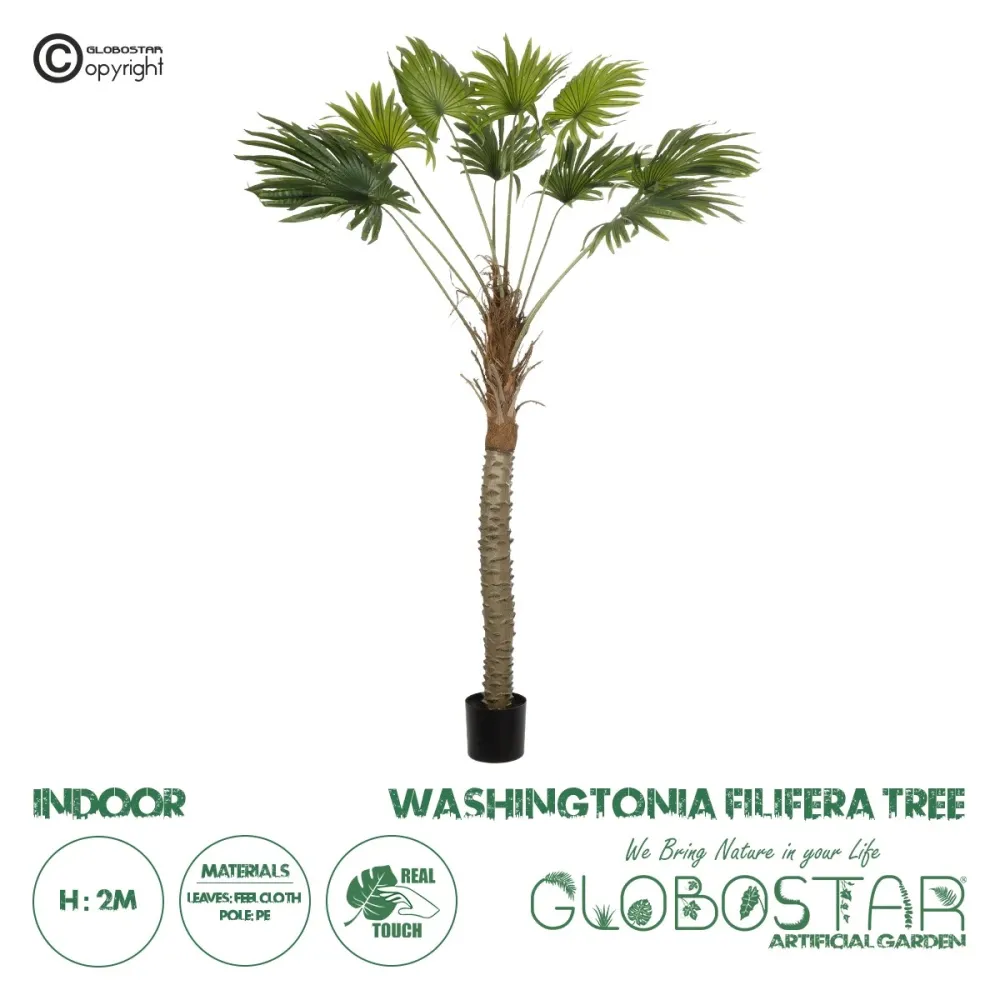GloboStar® Artificial Garden WASHINGTONIA FILIFERA TREE 21107 Τεχνητό Διακοσμητικό Φοινικόδεντρου Υ200cm