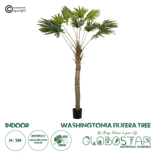 GloboStar® Artificial Garden WASHINGTONIA FILIFERA TREE 21107 Τεχνητό Διακοσμητικό Φοινικόδεντρου Υ200cm