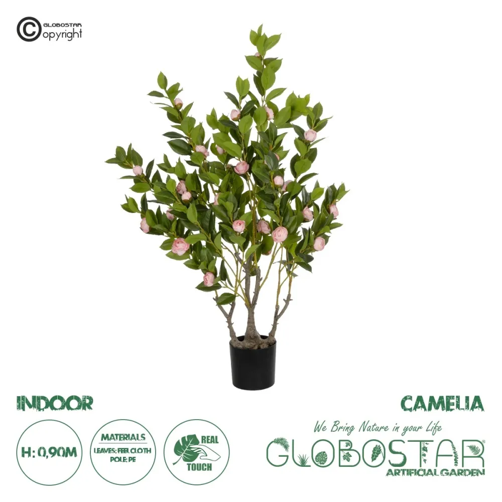 GloboStar® Artificial Garden CAMELIA 21115 Τεχνητό Διακοσμητικό Φυτό Καμέλια Μ50 x Π30 x Υ90cm