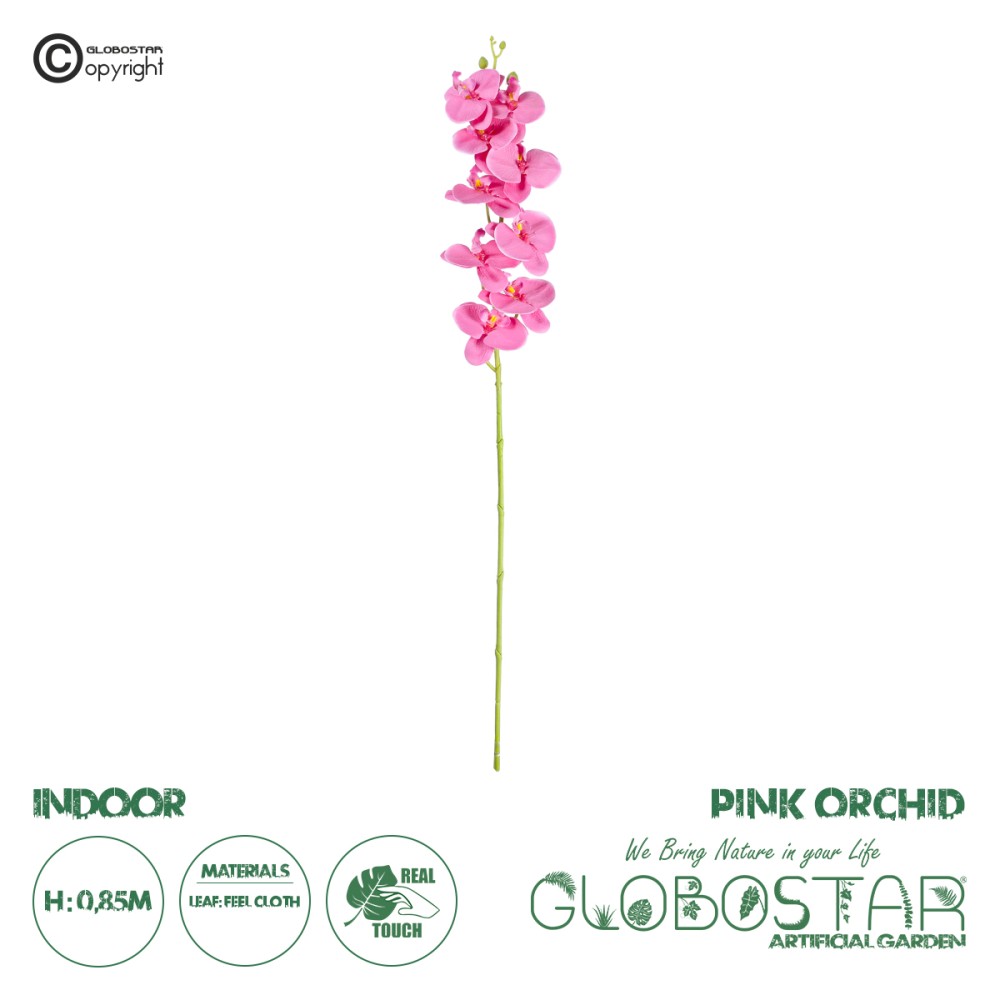 GloboStar® Artificial Garden  PINK ORCHID BRANCH 21131 Τεχνητό Διακοσμητικό Κλαδί Ορχιδέας Y85cm