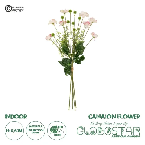 GloboStar® Artificial Garden PINK CANAION FLOWER BOUQUET 21327 Τεχνητό Διακοσμητικό Μπουκέτο Ροζ Κάννα Y60cm