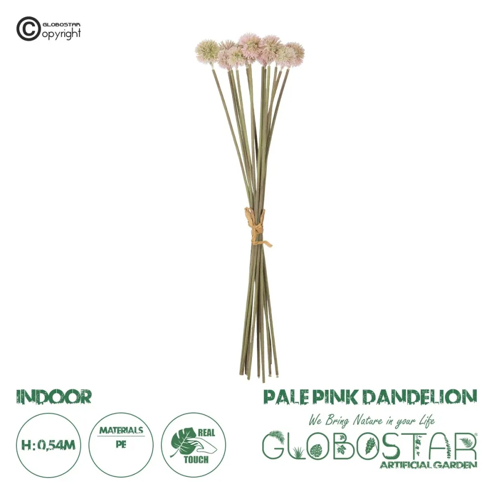 GloboStar® Artificial Garden PALE PINK DANDELION BOUQET 21361 Τεχνητό Διακοσμητικό Ταραξάκο Μπουκέτο Y54cm