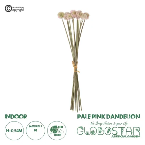 GloboStar® Artificial Garden PALE PINK DANDELION BOUQET 21361 Τεχνητό Διακοσμητικό Ταραξάκο Μπουκέτο Y54cm