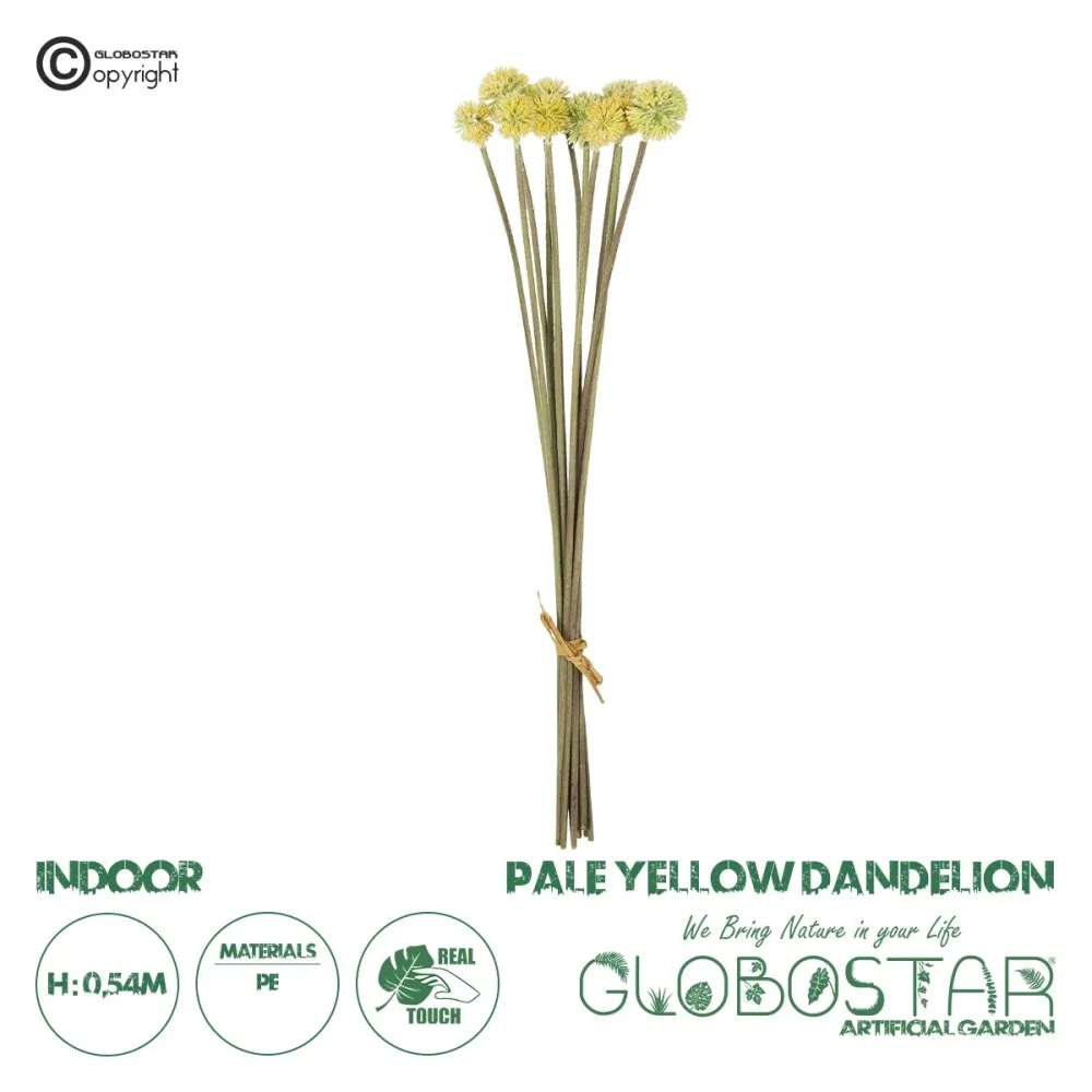 GloboStar® Artificial Garden PALE YELLOW DANDELION BOUQET 21363 Τεχνητό Διακοσμητικό Ταραξάκο Μπουκέτο Y54cm