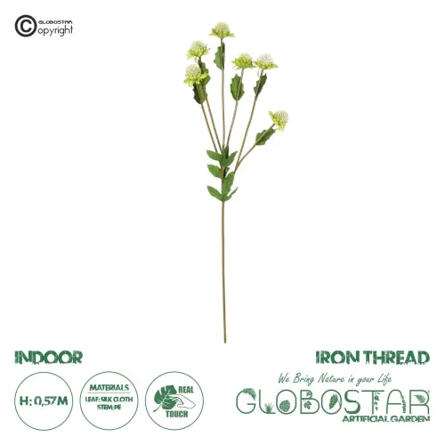 GloboStar® Artificial Garden GREEN IRON THREAD BRANCH 21372 Τεχνητό Διακοσμητικό Κλαδί Πράσινο Ασπιδίστρα  Y57cm