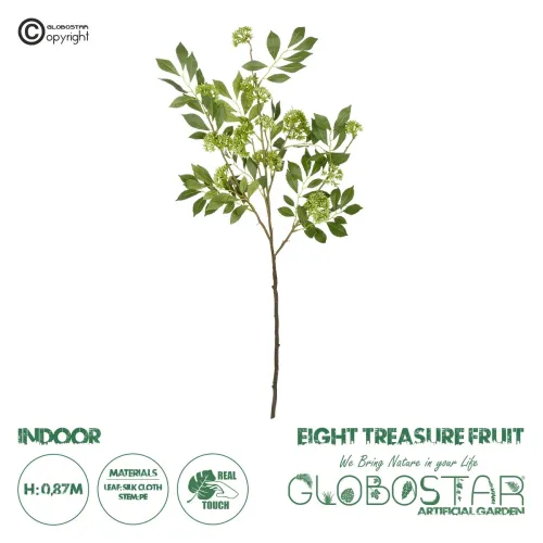 GloboStar® Artificial Garden GREEN EIGHT TREASURE FRUIT BRANCH 21373 Τεχνητό Διακοσμητικό Κλαδί Eight Tresure Πράσινο Y87cm