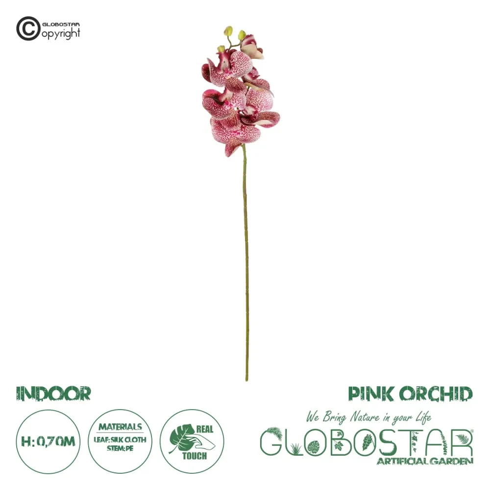 GloboStar® Artificial Garden  PINK ORCHID  BRANCH 21412 Τεχνητό Διακοσμητικό Κλαδί Ροζ Ορχιδέα Y70cm