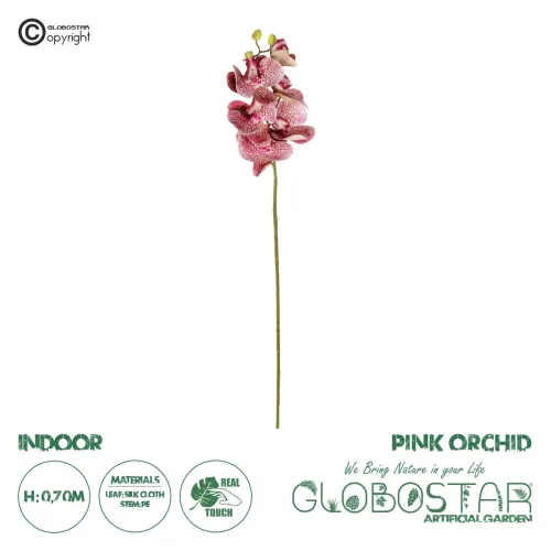 GloboStar® Artificial Garden  PINK ORCHID  BRANCH 21412 Τεχνητό Διακοσμητικό Κλαδί Ροζ Ορχιδέα Y70cm