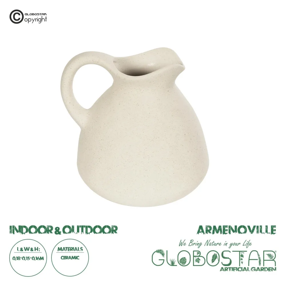 GloboStar® Artificial Garden ARMENOVILLE 21505 Διακοσμητικό Κεραμικό Βάζo Μπέζ Μ18 x Π15 x Υ16 cm