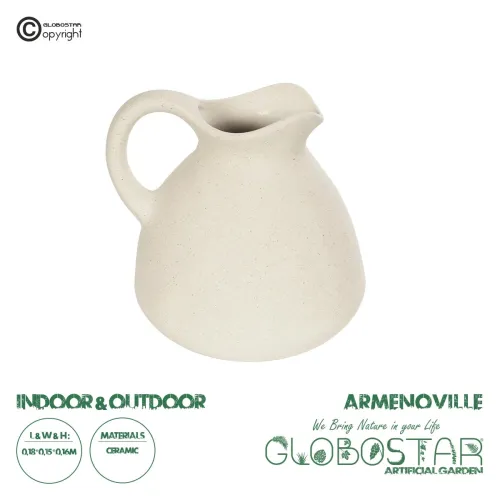 GloboStar® Artificial Garden ARMENOVILLE 21505 Διακοσμητικό Κεραμικό Βάζo Μπέζ Μ18 x Π15 x Υ16 cm