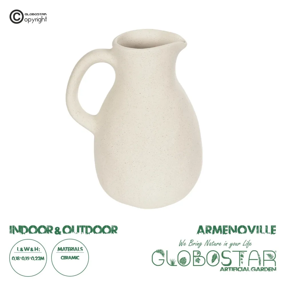 GloboStar® Artificial Garden ARMENOVILLE 21506 Διακοσμητικό Κεραμικό Βάζo Μπέζ Μ18 x Π15 x Υ22 cm