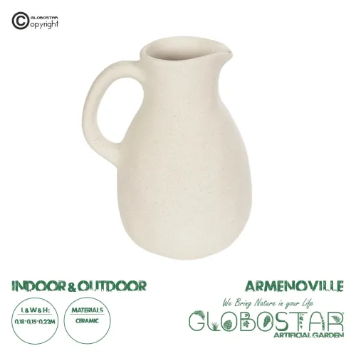 GloboStar® Artificial Garden ARMENOVILLE 21506 Διακοσμητικό Κεραμικό Βάζo Μπέζ Μ18 x Π15 x Υ22 cm