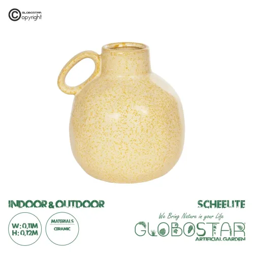 GloboStar® Artificial Garden SCHEELITE 21508 Διακοσμητικό Κεραμικό Βάζo Μπέζ Φ11 x Υ12 cm